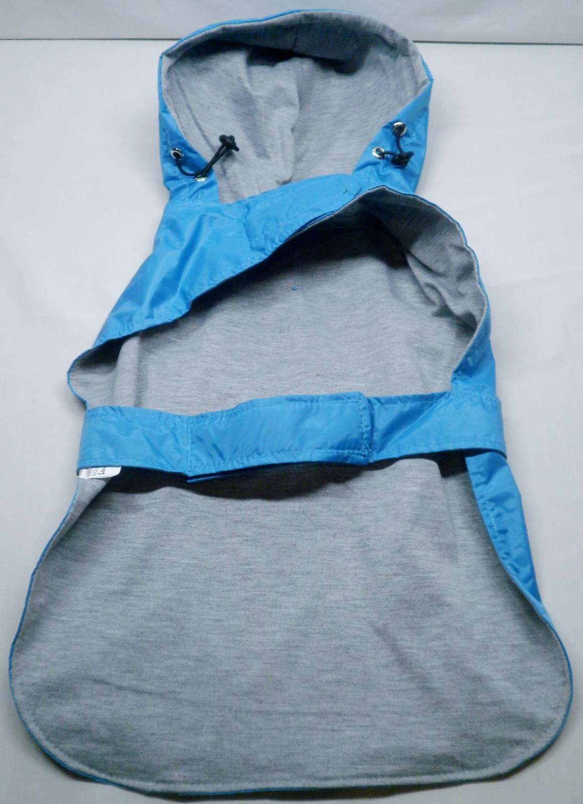 Leer King 100% Blue Polyester Dog Pet Raincoat Jacket Gray Lining Size L