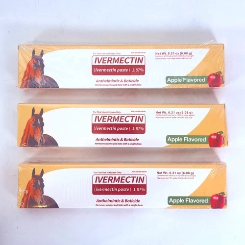 Pack of 3 Durvet Horse Dewormer Paste 1.87% Apple Exp 10/2027