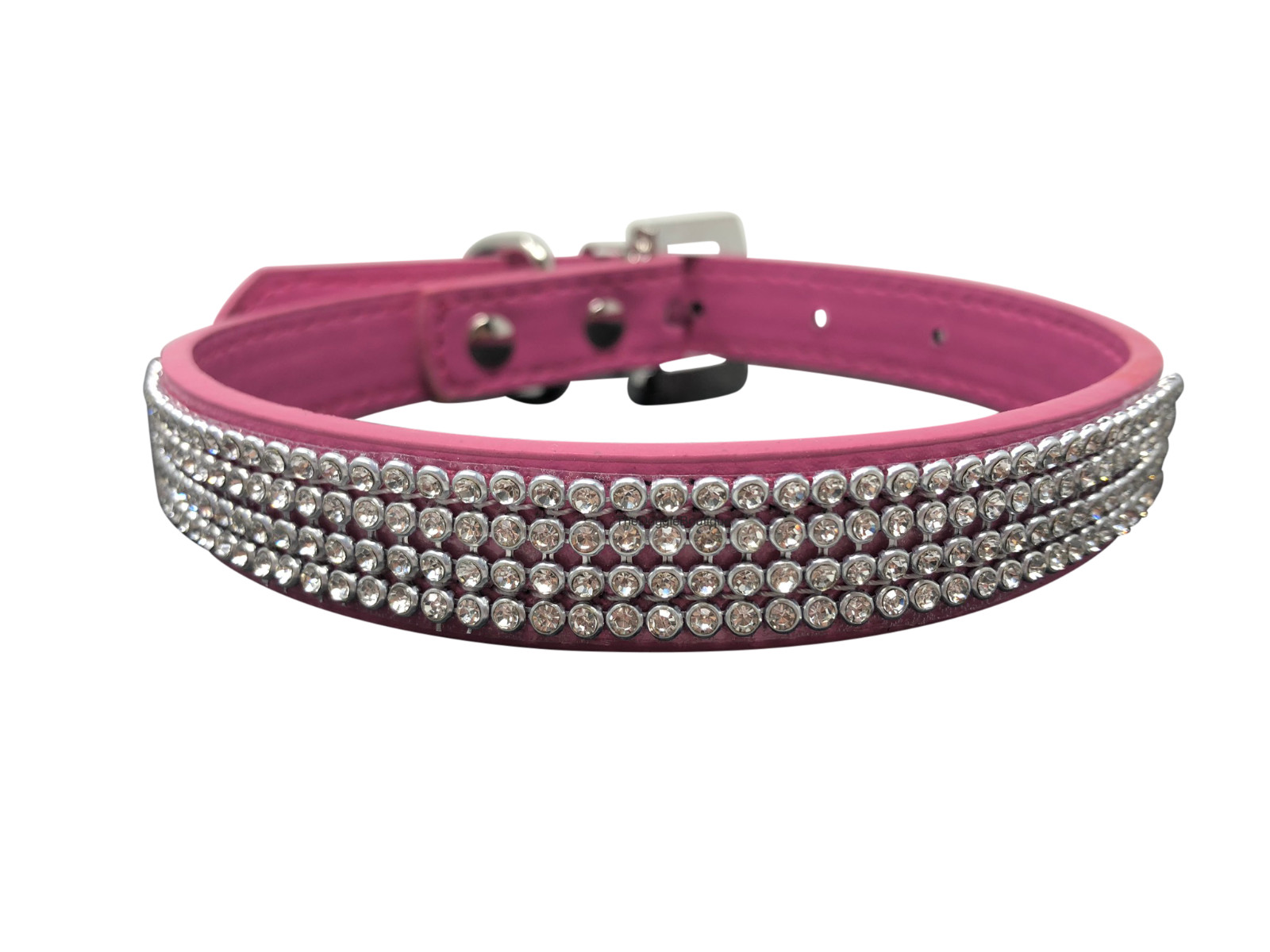 Dog Collar Rhinestone Glitter Bling Adjustable Sparkle Faux Leather XS S M L