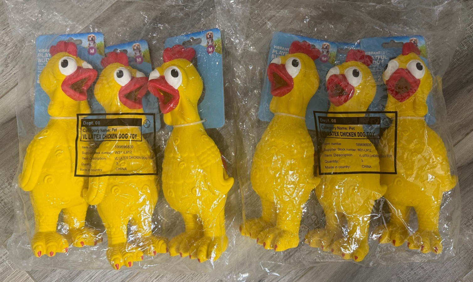 6 Pack – Vibrant Life Playful Buddy Toy For Dogs – Squeaky Chicken Pet Toy 9″