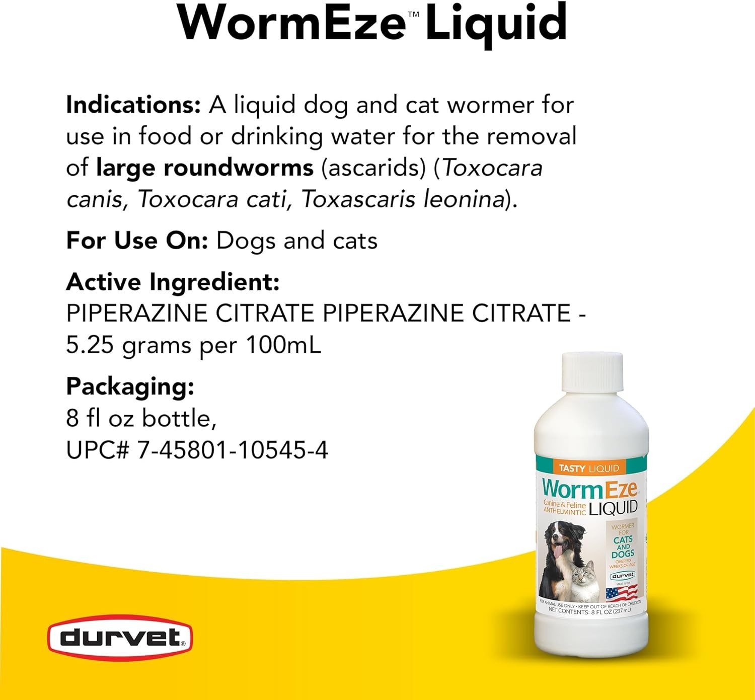 Durvet WormEze Liquid Canine & Feline Antihelmintic – 8oz