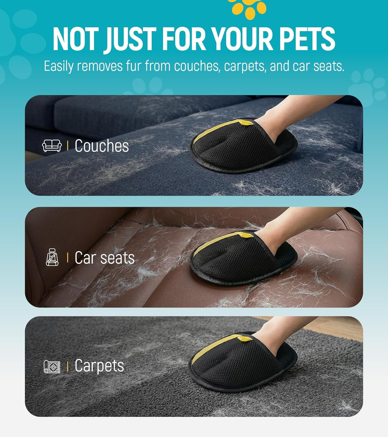 Pet Hair Removal Glove for Dogs & Cats – Upgraded Reusable Electrostatic Pet