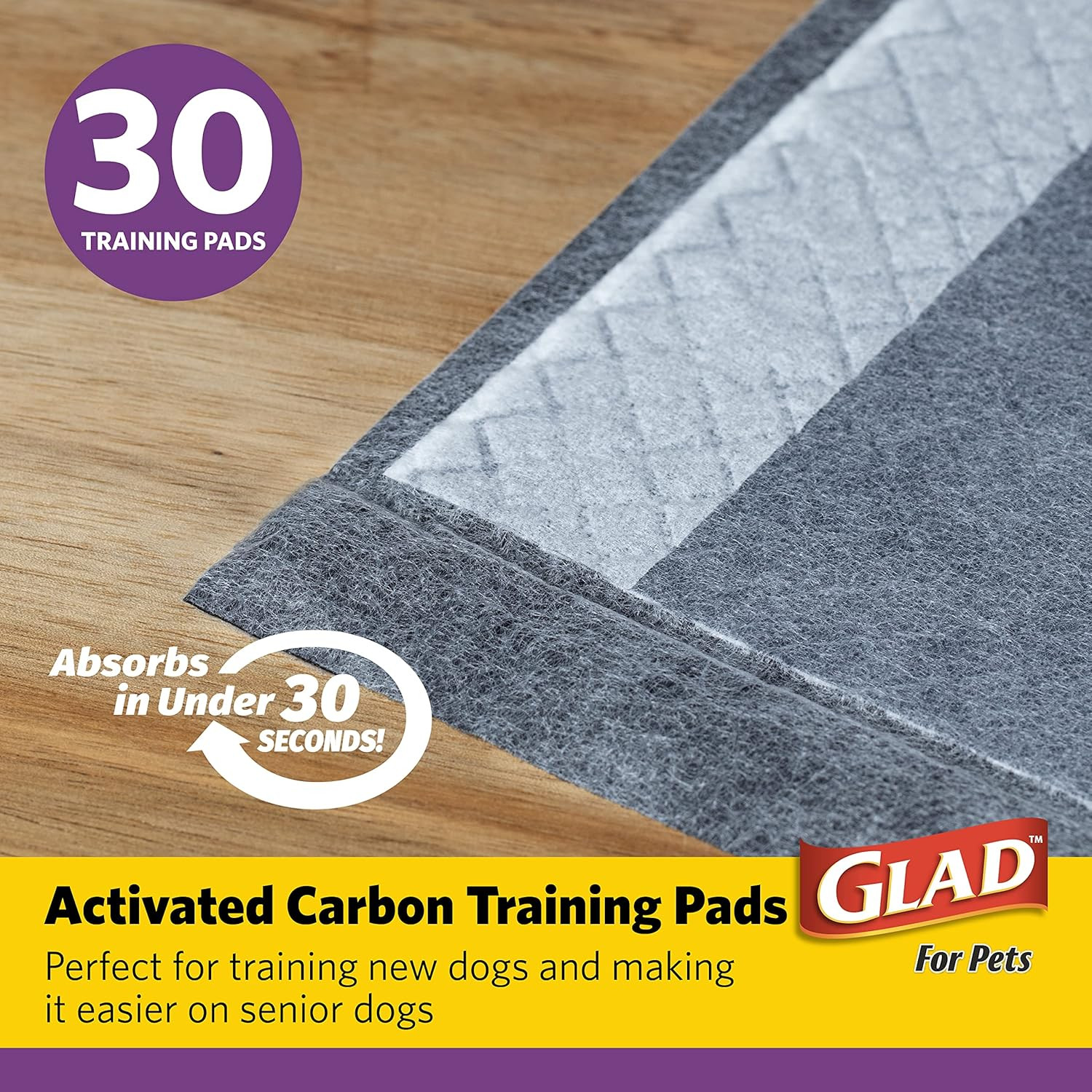 Glad Jumbo Charcoal Dog Training Pads 28X30 Inches 30 Count Extra Large