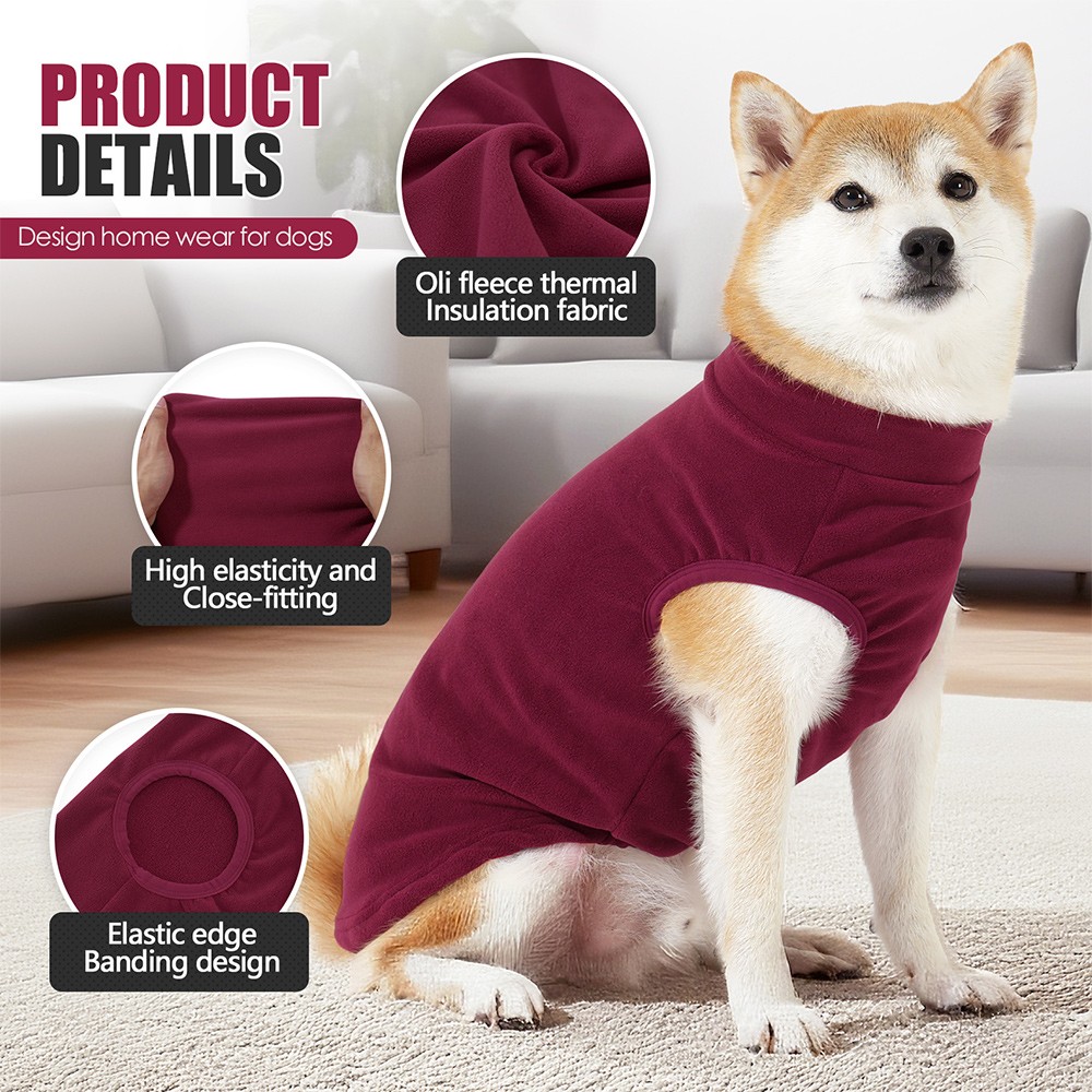 Warm Dog Sweater with Fleece Lining Winter Pet Jacket Soft Pullover Adjustable