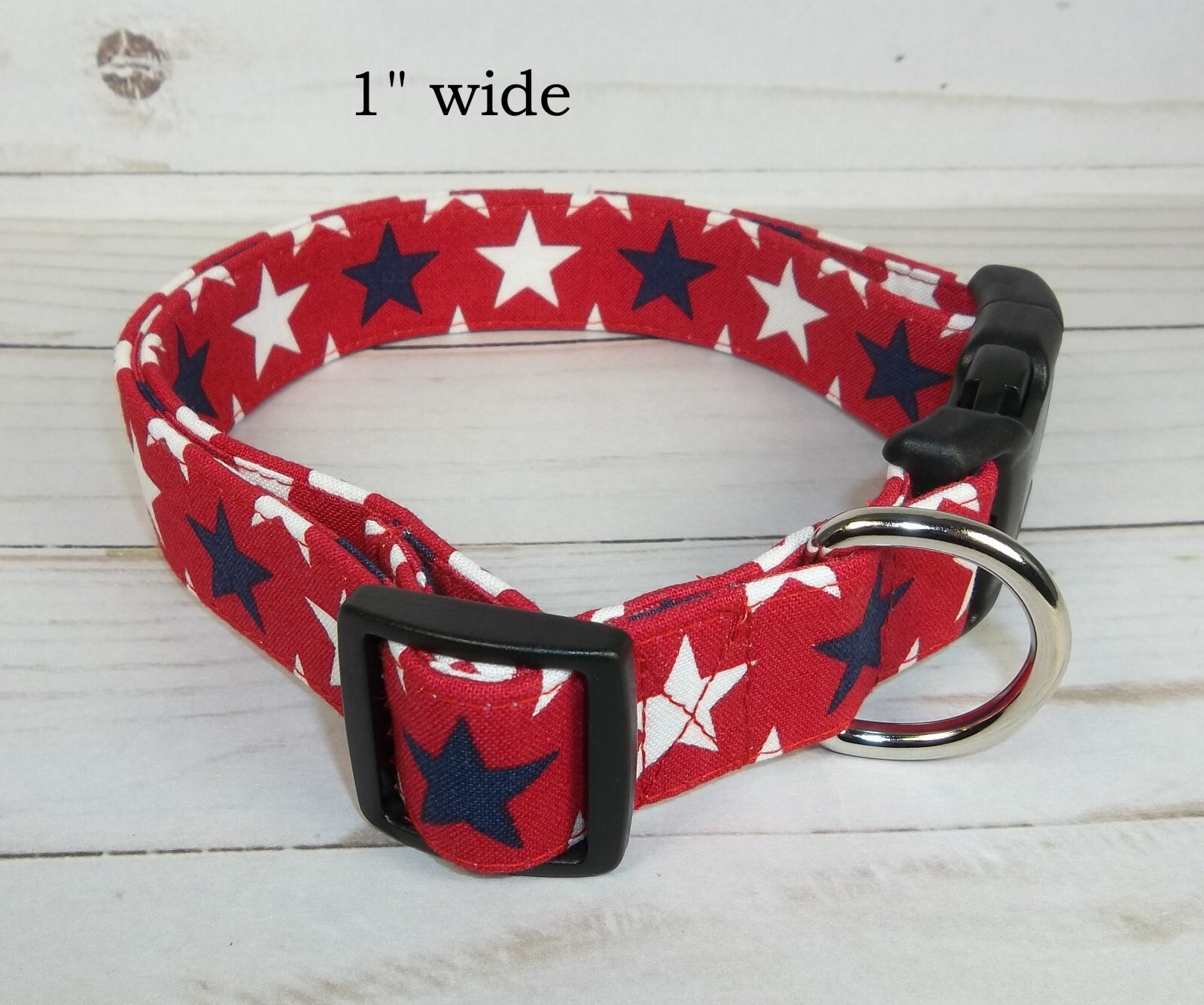 Red White Blue Stars Terri’s Dog Collar Patriotic handmade adjustable 4th July
