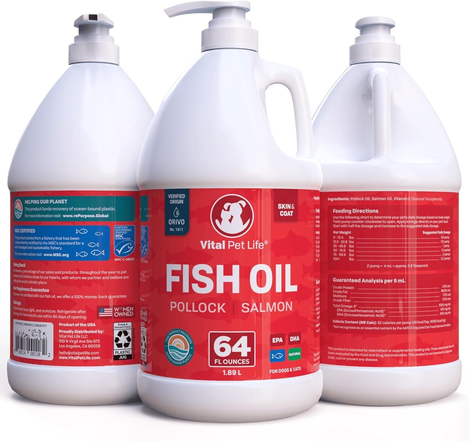 Fish Oil for Dogs – Healthy Skin & Coat, Salmon, Pollock, All Natural Supplemen