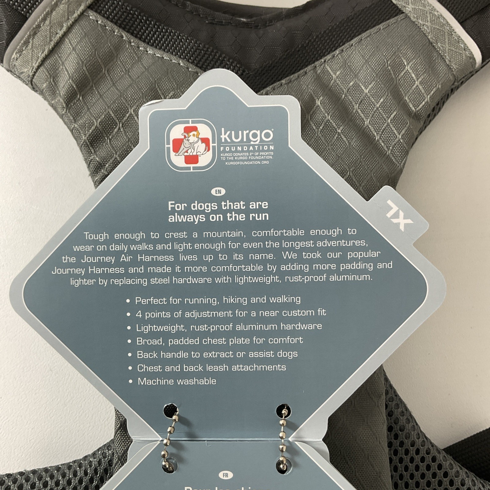 Kurgo Journey Air Dog Harness – Black & Grey – Size Extra Large – Brand New