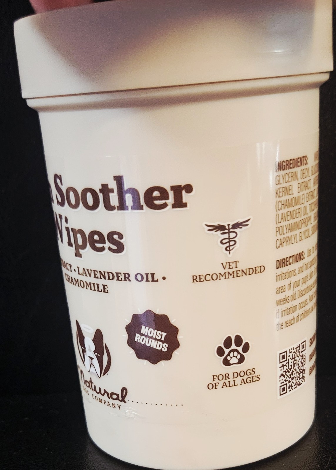 Natural Dog Company Skin Soother Wipes, 100 Count, Pet Wipes for Dogs. New