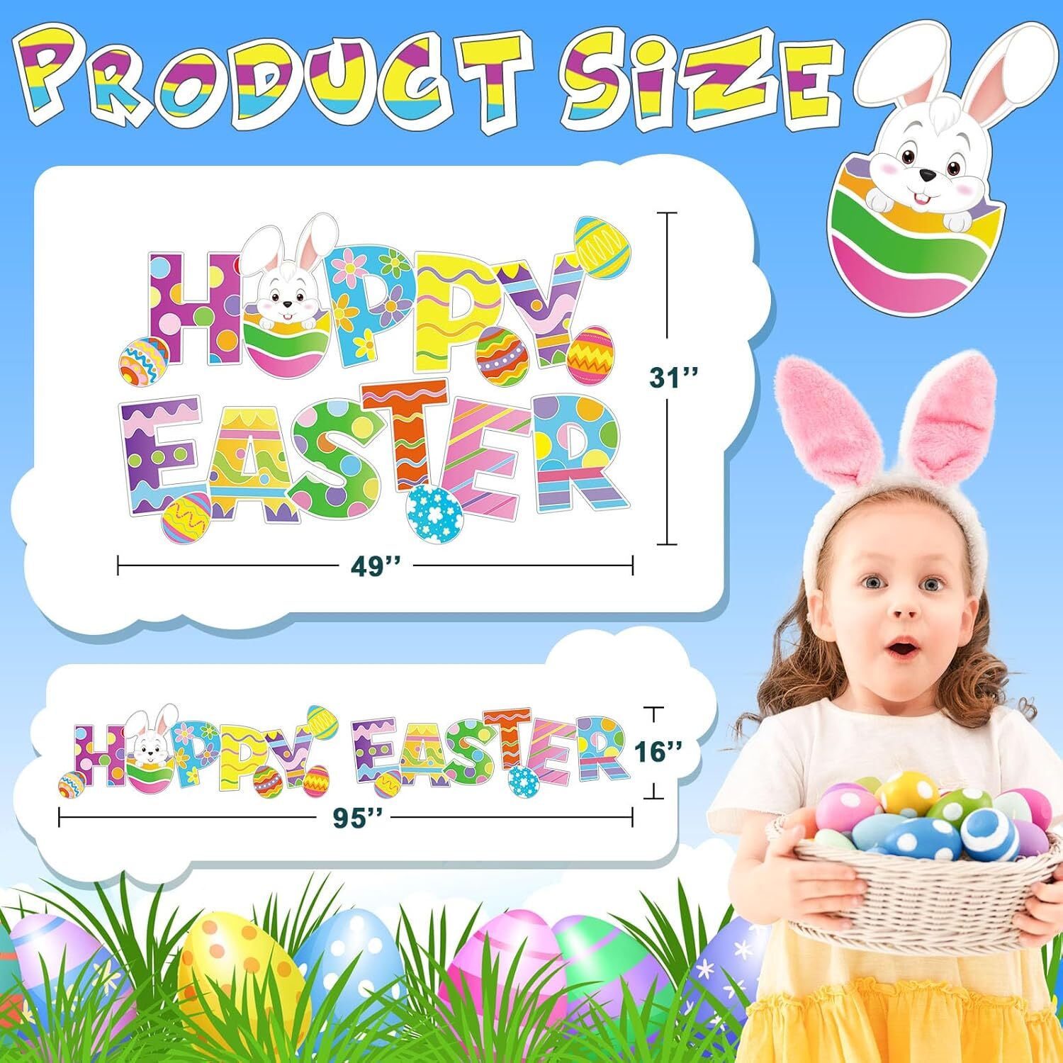 4 Pieces Happy Easter Yard Signs Decorations Outdoor as shown in pictures