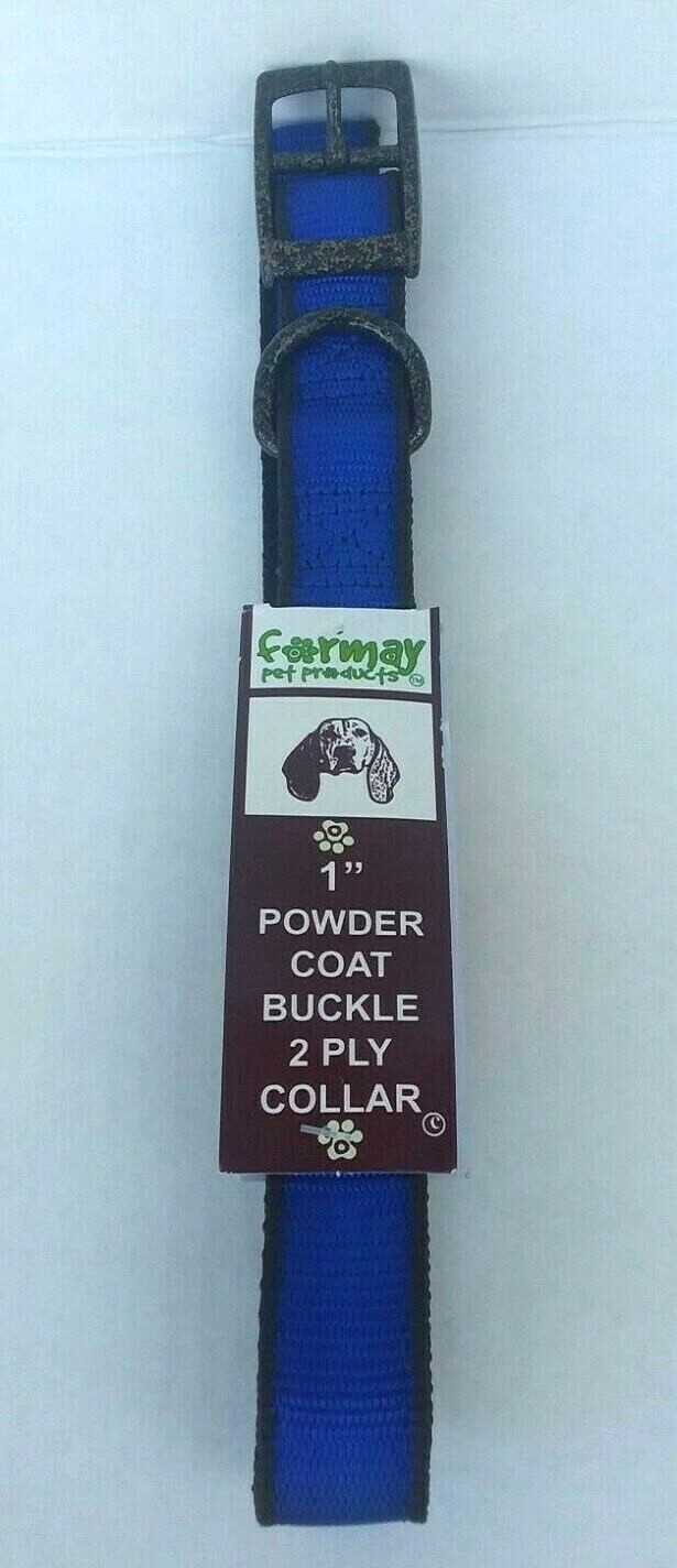 Formay 1″ 2 Ply Nylon Powder Coat Metal Buckle Dog Collar 20 Inches Blue ~ NEW