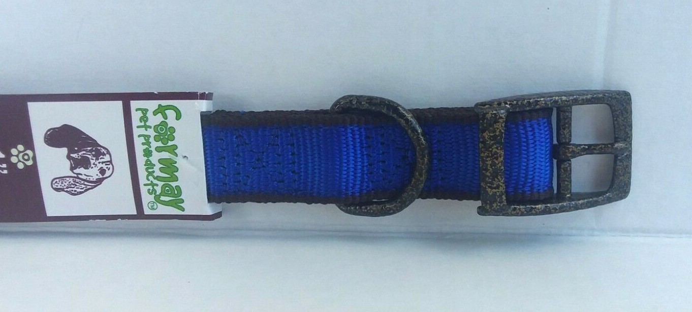 Formay 1″ 2 Ply Nylon Powder Coat Metal Buckle Dog Collar 20 Inches Blue ~ NEW