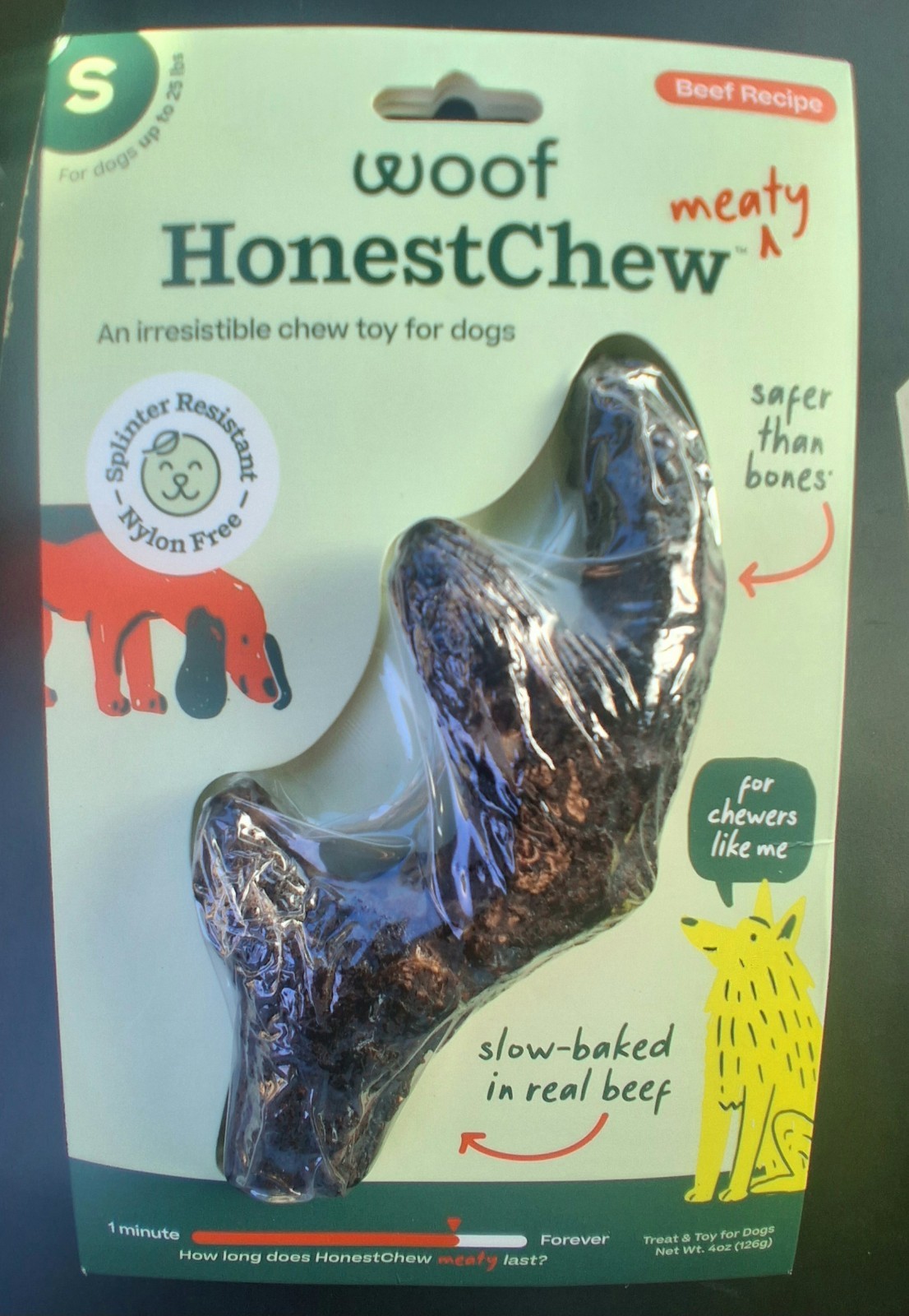 WOOF HonestChew Meaty Beef Small Dog Chew Toy – Safer Than Bones, Long Lasting