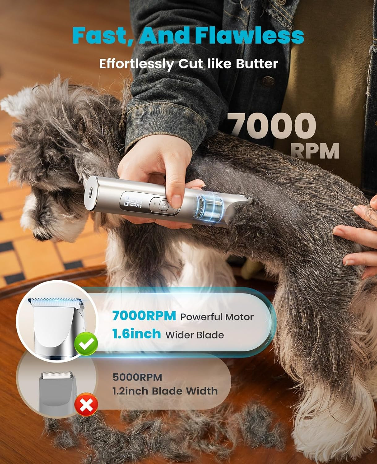 4 in 1 Dog Grooming Kit with LCD Display, Dog Hair Trimmer for Paw Nail