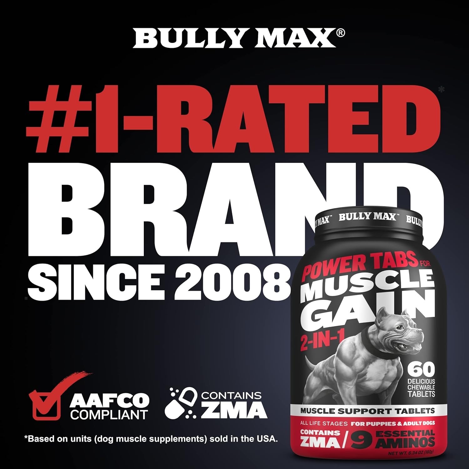 Bully Max 2-in-1 Muscle Builder Chewable Tablets for Dogs – Puppy & Dog Vitamins
