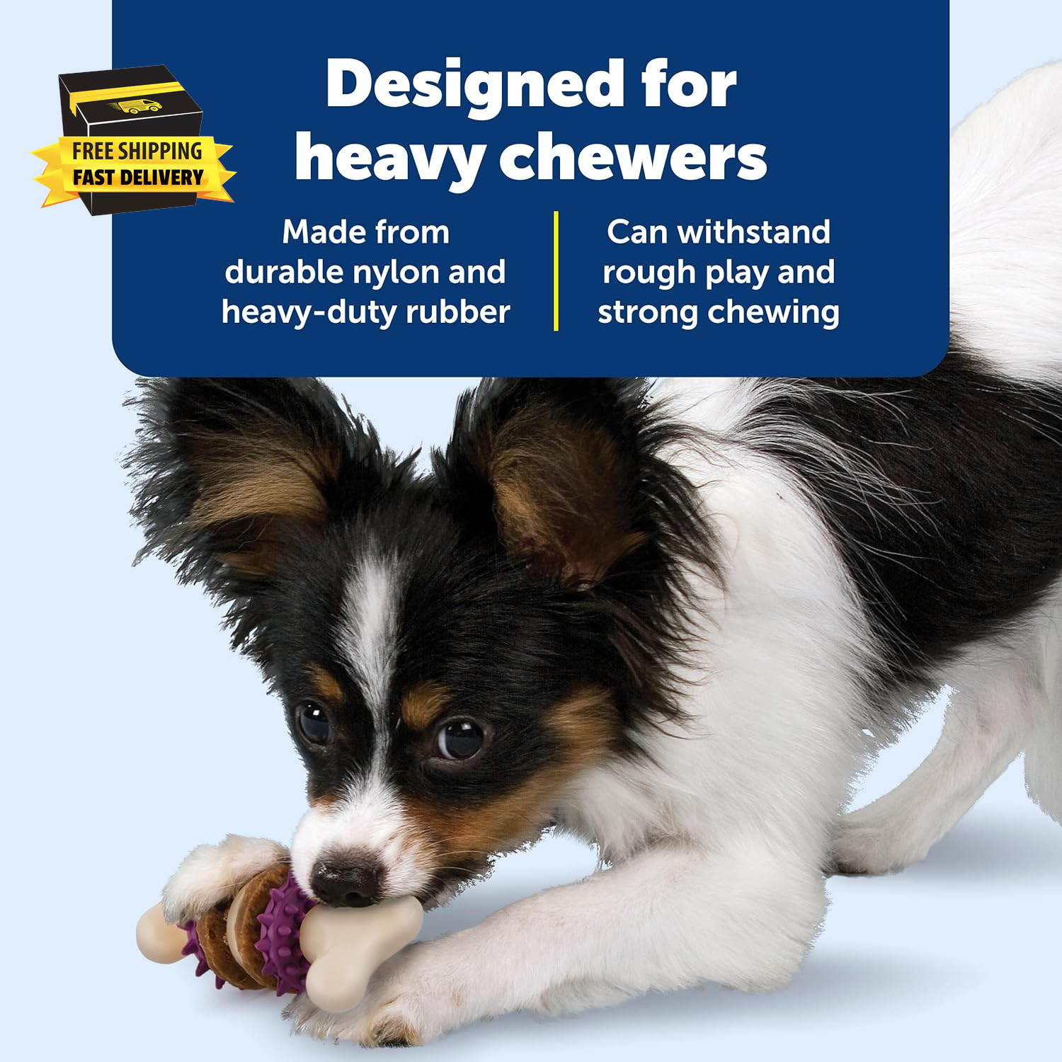 Busy Buddy Bristle Bone – Durable Dog Chew Toy with Bristles & Rubber Nubs for D