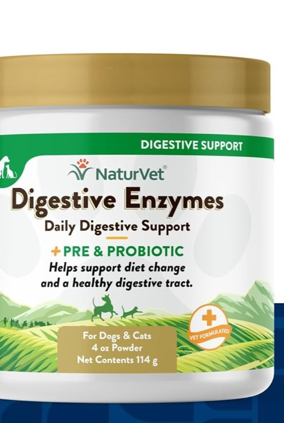 NEW NaturVet Digestive Enzymes Plus Pre & Probiotic Powder 4oz bb 03/28 DOG/CAT