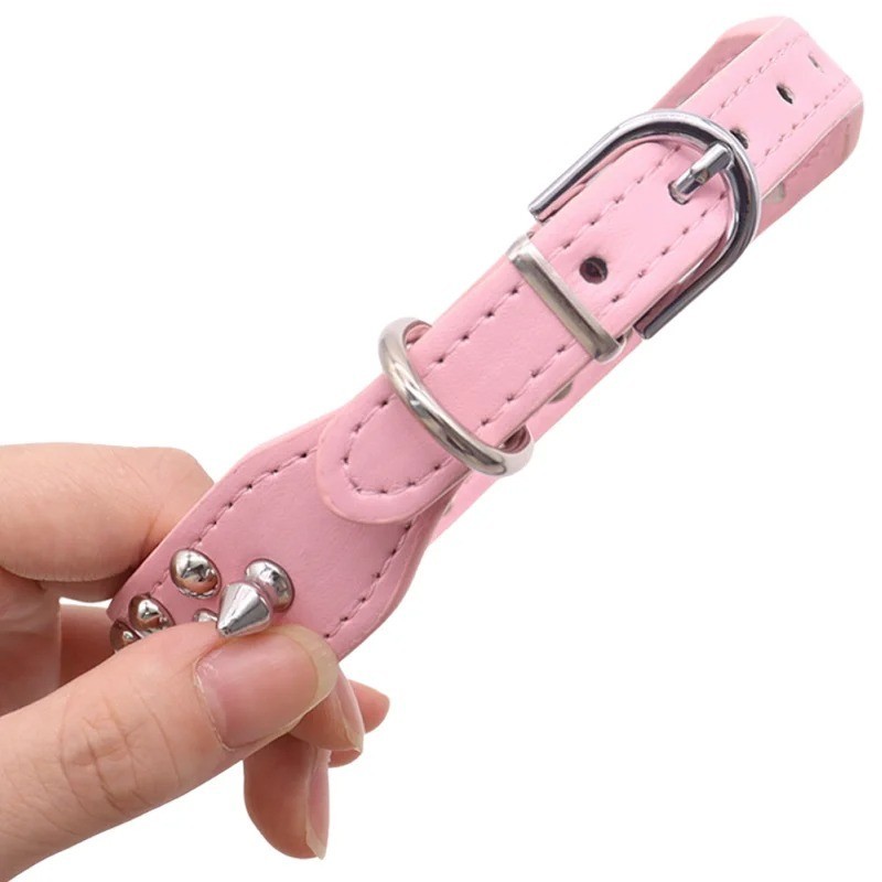 Spiked Studded Dog Collar Rivet Adjustable PU Leather Pet XS S M L XL 8 Color
