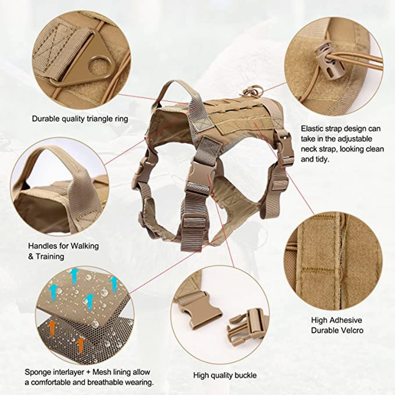 Tactical Dog Vest US Working Dog Military Harness with Handle No-pull Large