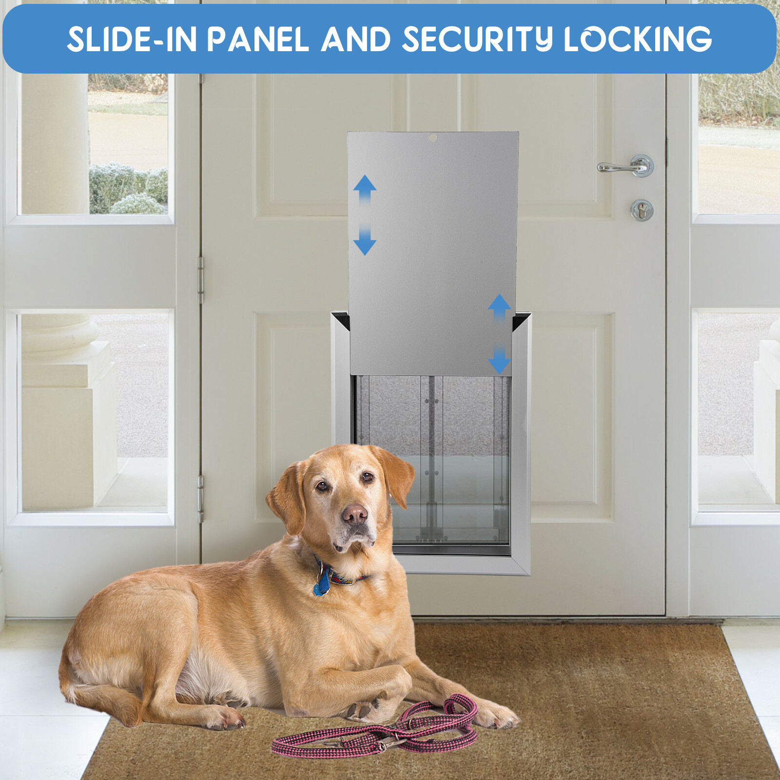 16” x 21” Extra Large Dog Door Aluminum Pet Door Double Panels Automatic Close