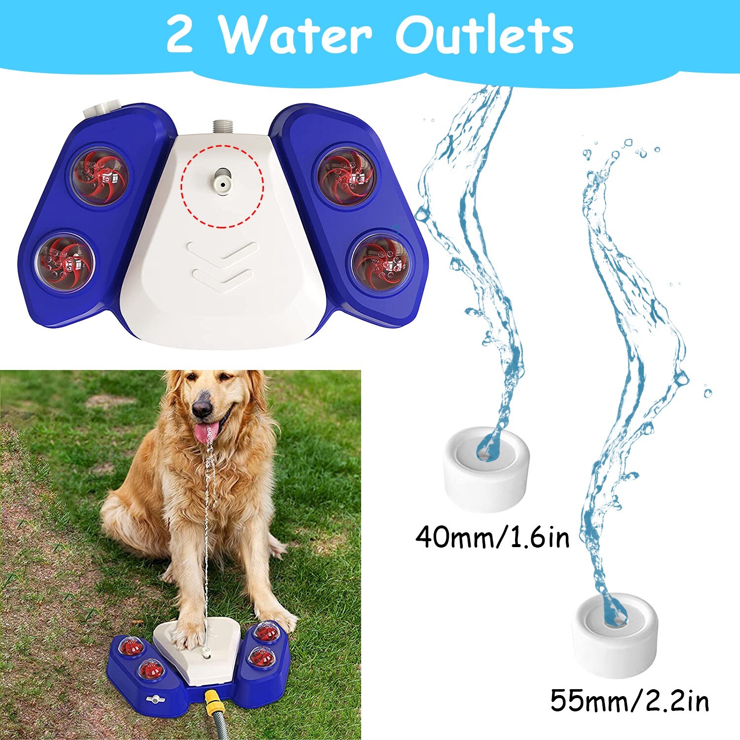 Outdoor Dog Fountain Step On Paw Activated Sprinkler Toy for Fresh Water Drink