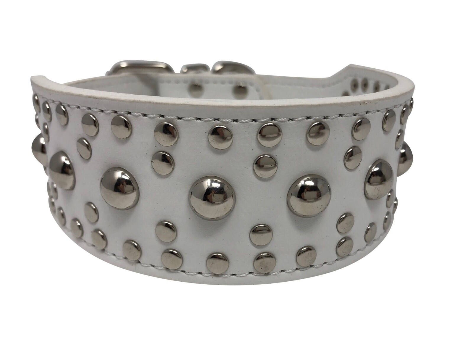 Dog Collar Studded Rivet Adjustable Faux Leather 2″ wide S M L XL 13 Colors