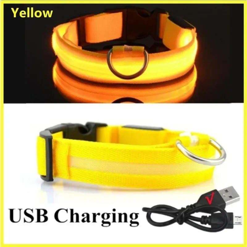 RECHARGEABLE LED PET GLOW COLLAR night safety adjustable flash light-up FOR dog
