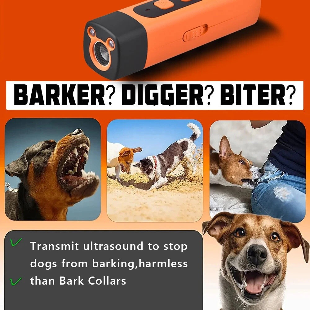 Ultrasonic Dog Repeller Anti Bark Device Stop Barking Humane Pet Training Tool