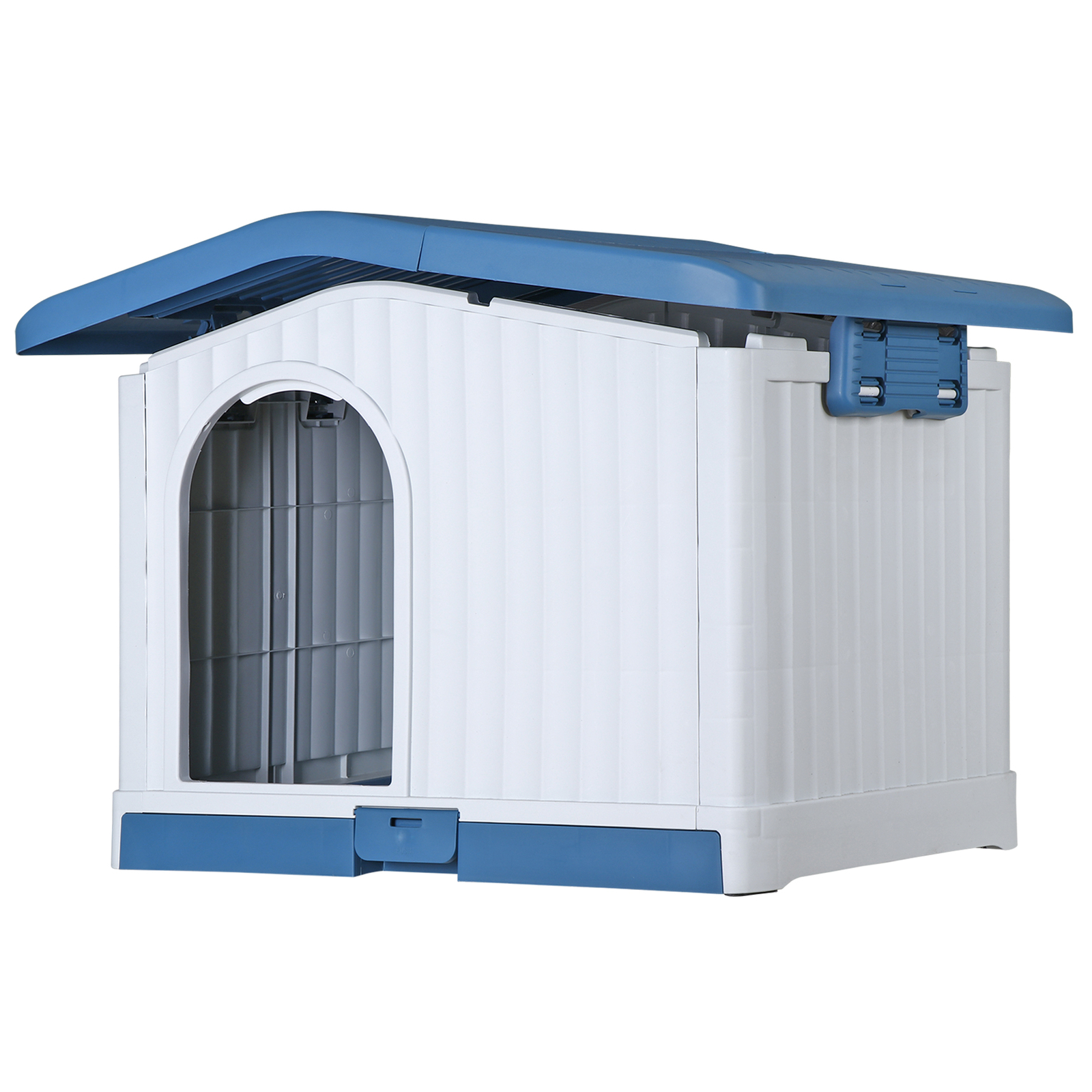 Large Plastic Dog House Indoor Outdoor Dog Kennel Waterproof Puppy Shelter Blue
