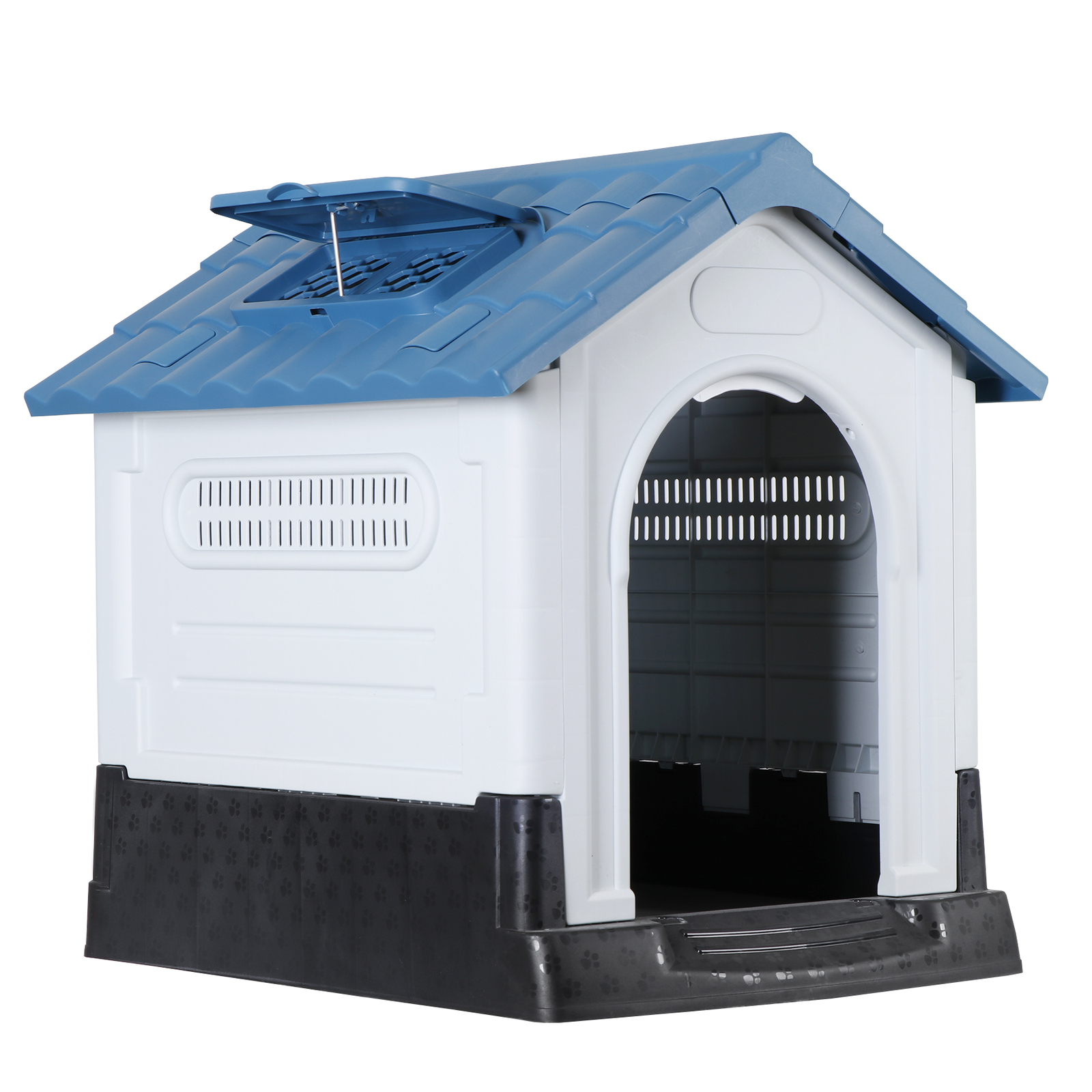 Dog House Indoor Outdoor Ventilate Waterproof Pet Plastic W/ Adjustable Skylight