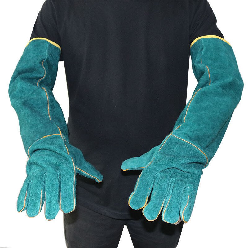 Animal Handling Gloves Leather Sleeve Bite Proof Dog Cat Bird Reptile Protection