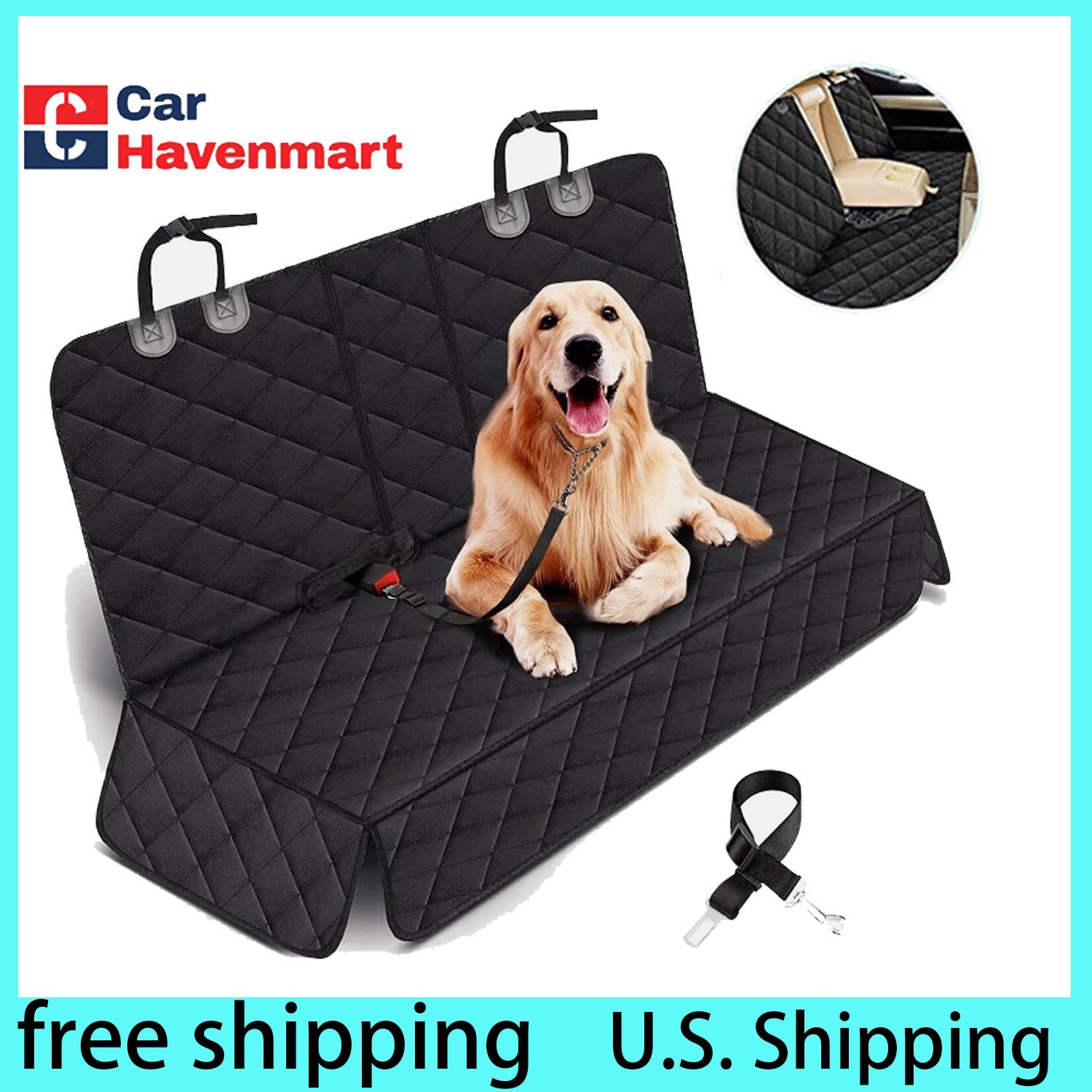 Dog Seat Cover Hammock for Back Seat Durable Waterproof Car Truck Suv Seatbelt