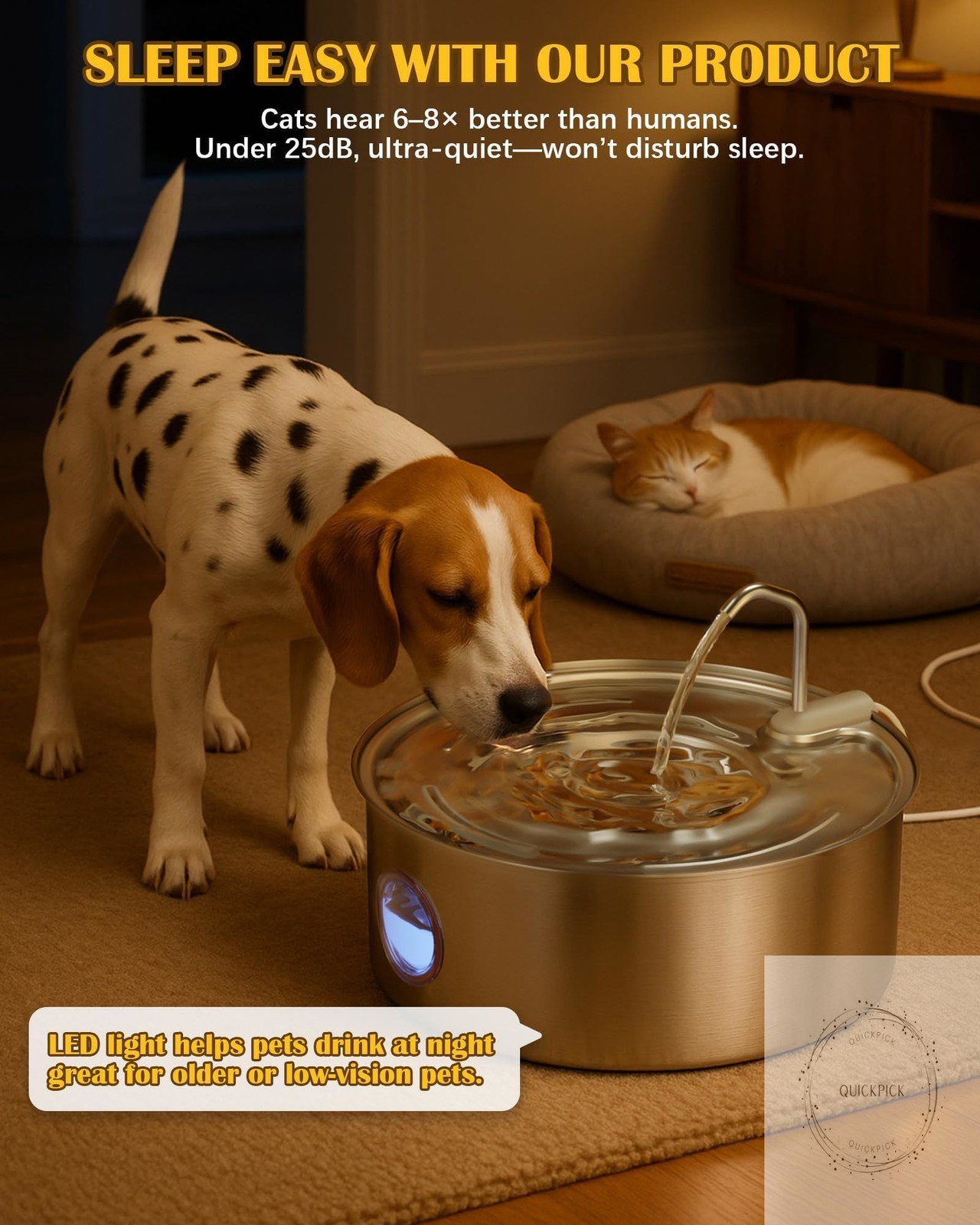 Dog Water Fountain for Large Dogs- 270oz/8L Stainless Steel Dog Water Bowl Dispe