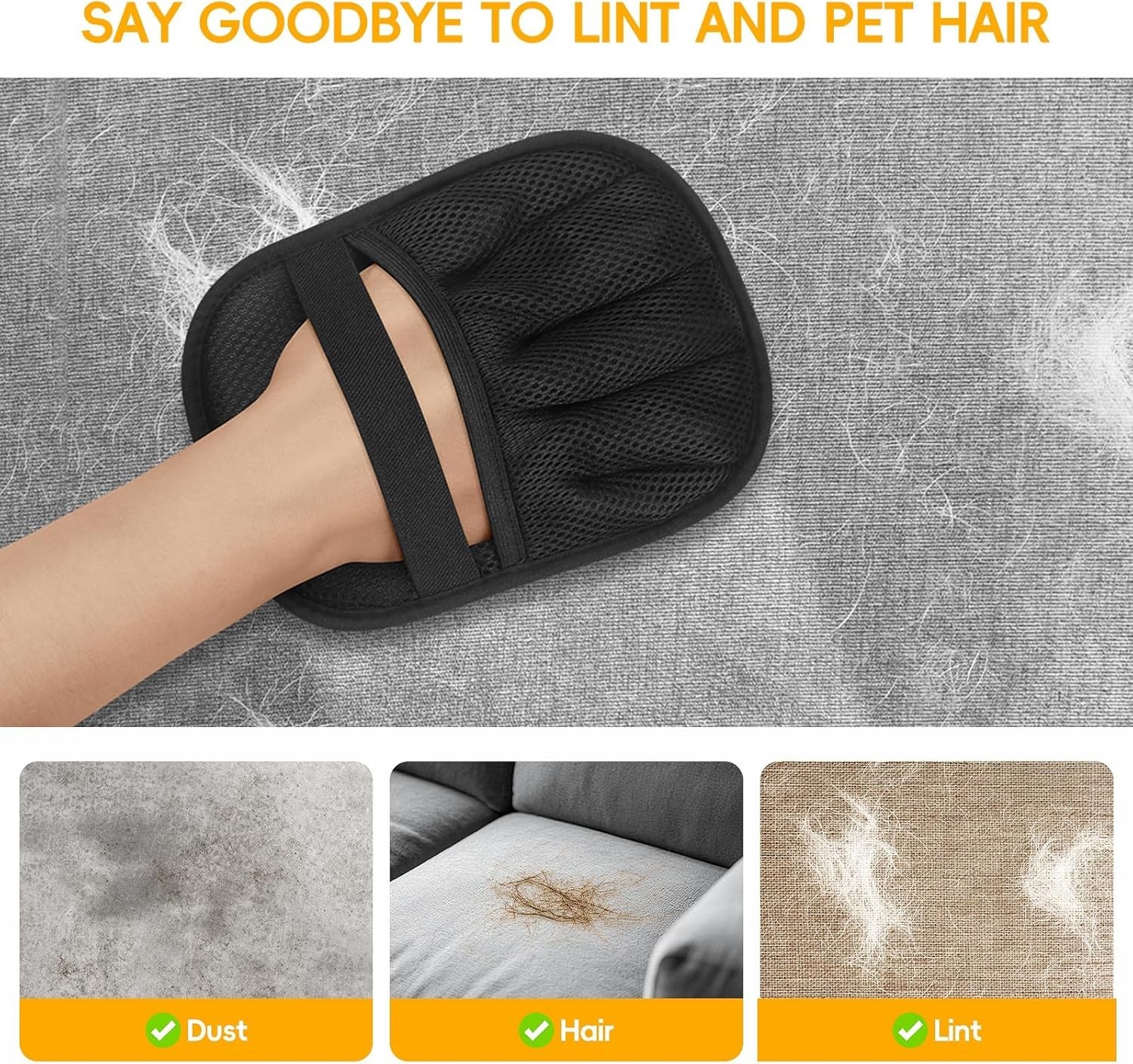 Pet Hair Remover Glove, Electrostatic Cat Dog Hair Remover Glove (2pcs)