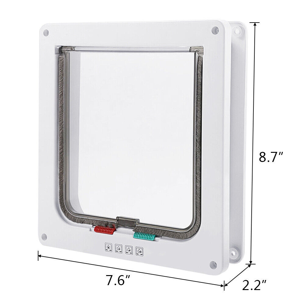 S/M/L/XL Pet Flap Door Frame Dog Cat Magnetic Lock Square Gate 4 Ways Lockable