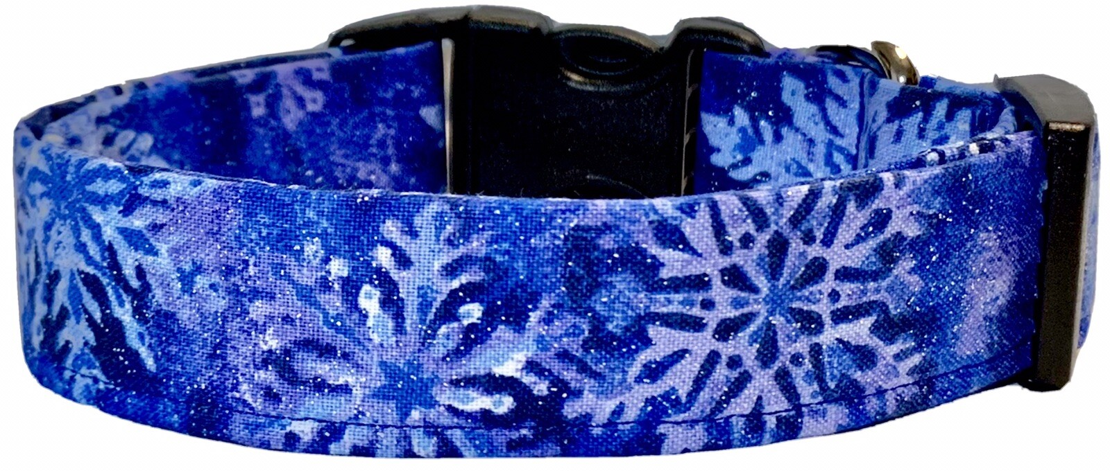 Shades Of Blue Purple Glitter Snowflakes Christmas Handmade Dog Collar