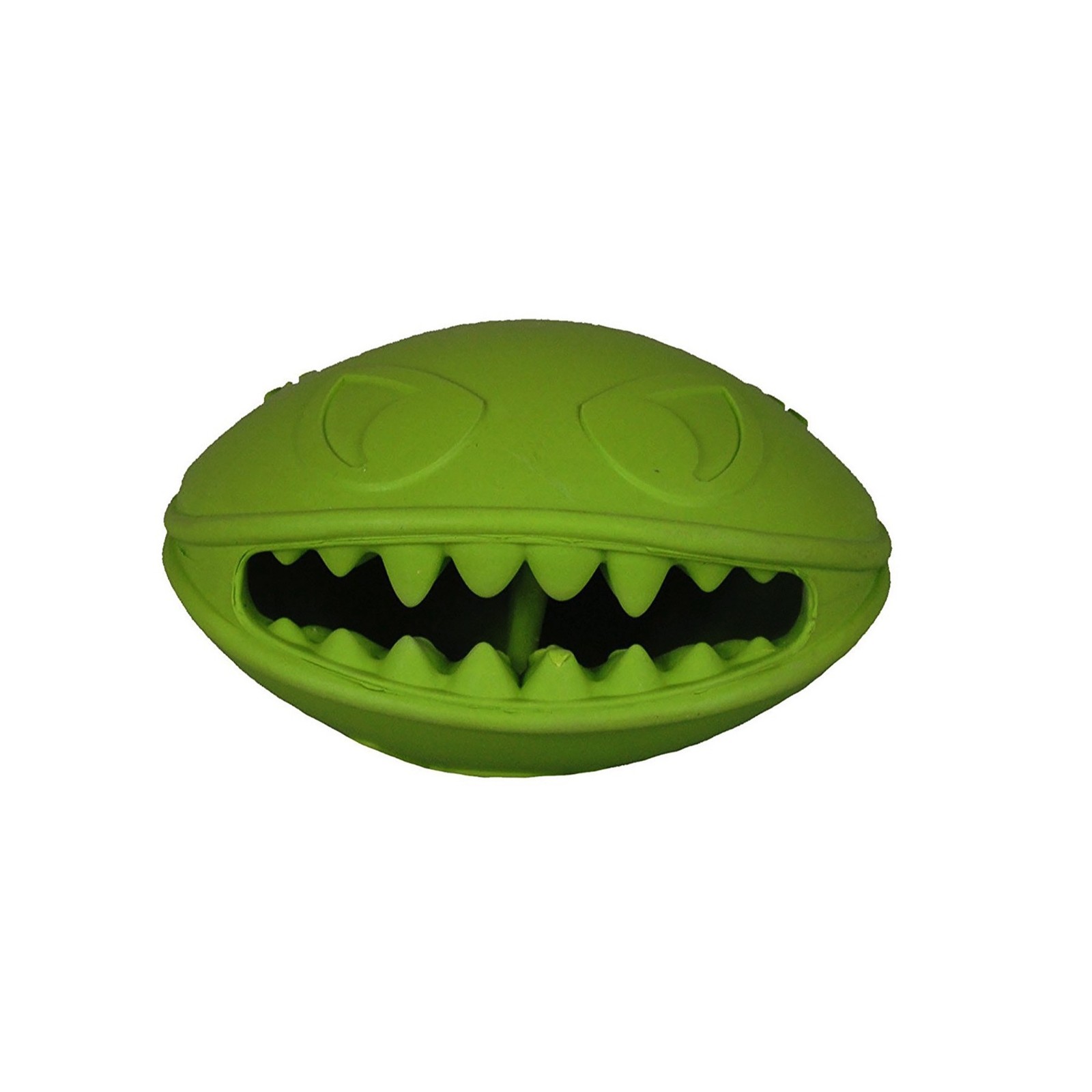 Jolly Pets Monster Mouth 4 inch Green Treat Hiding Rubber Toy for Dogs
