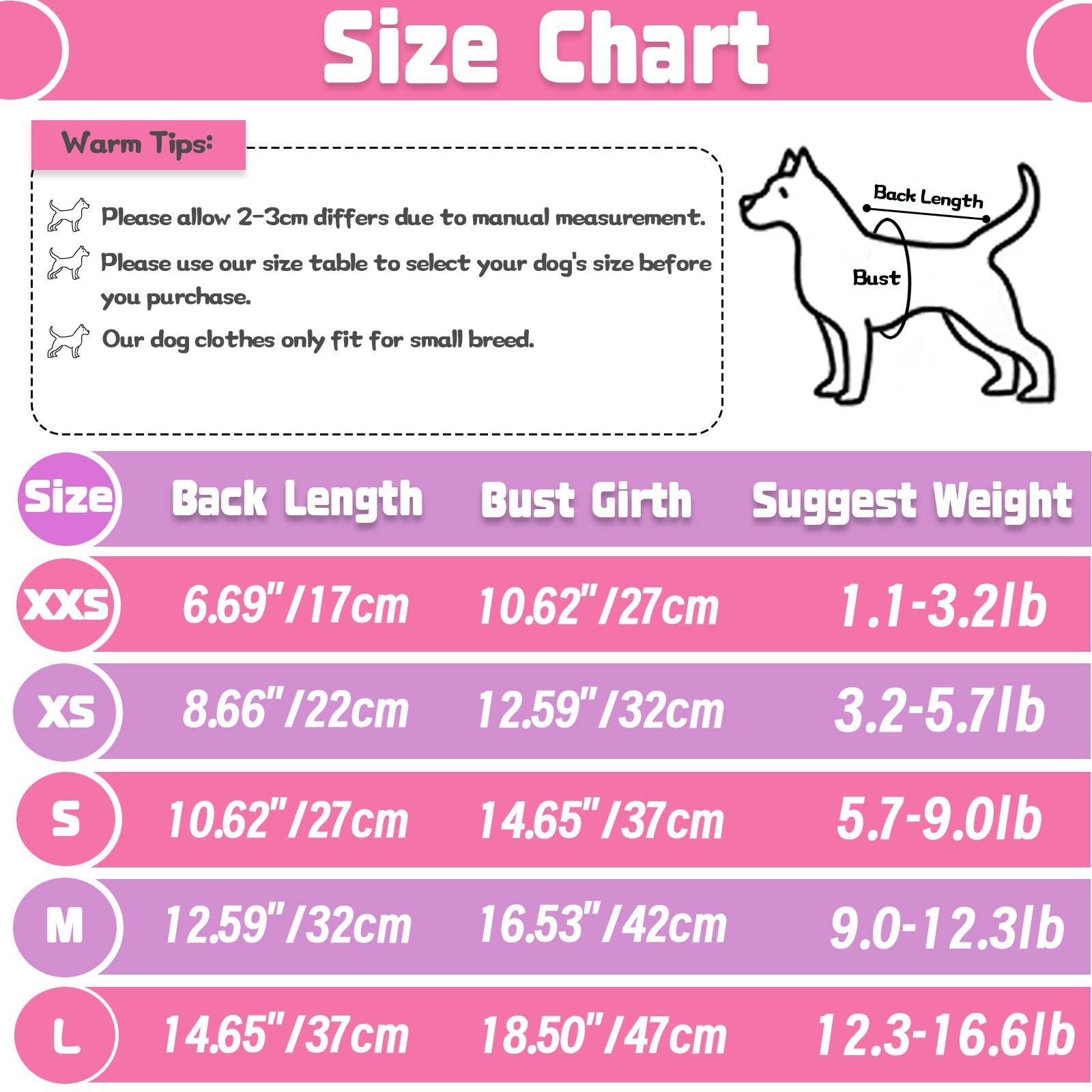 4 Pieces Chihuahua Clothes Cute Dog XX-Small, Purple,Rose,Pink,Light Pink