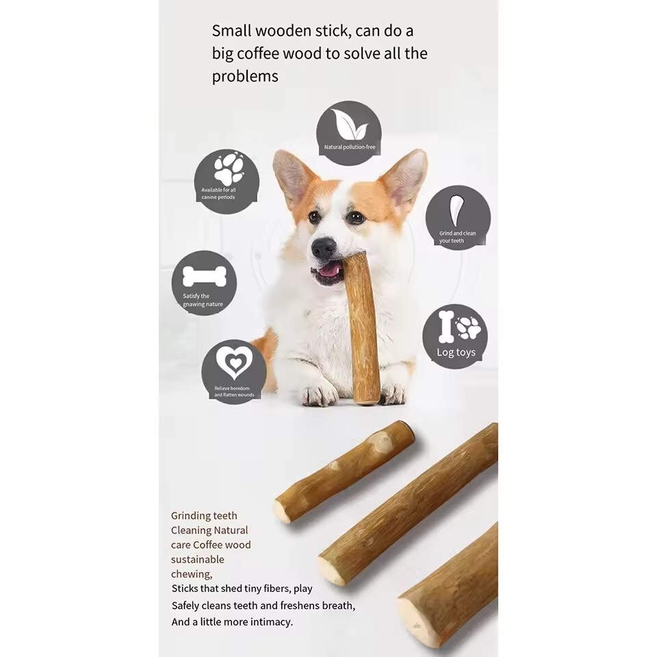 FZCSPEED Coffee Wood Dog Chew Stick – Natural, Safe & Durable for Teeth & Stress