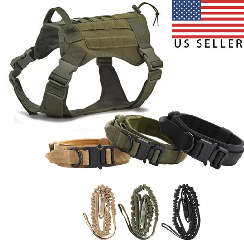 Dog Vest Tactical Working Dog Military Harness with Handle No-pull Large