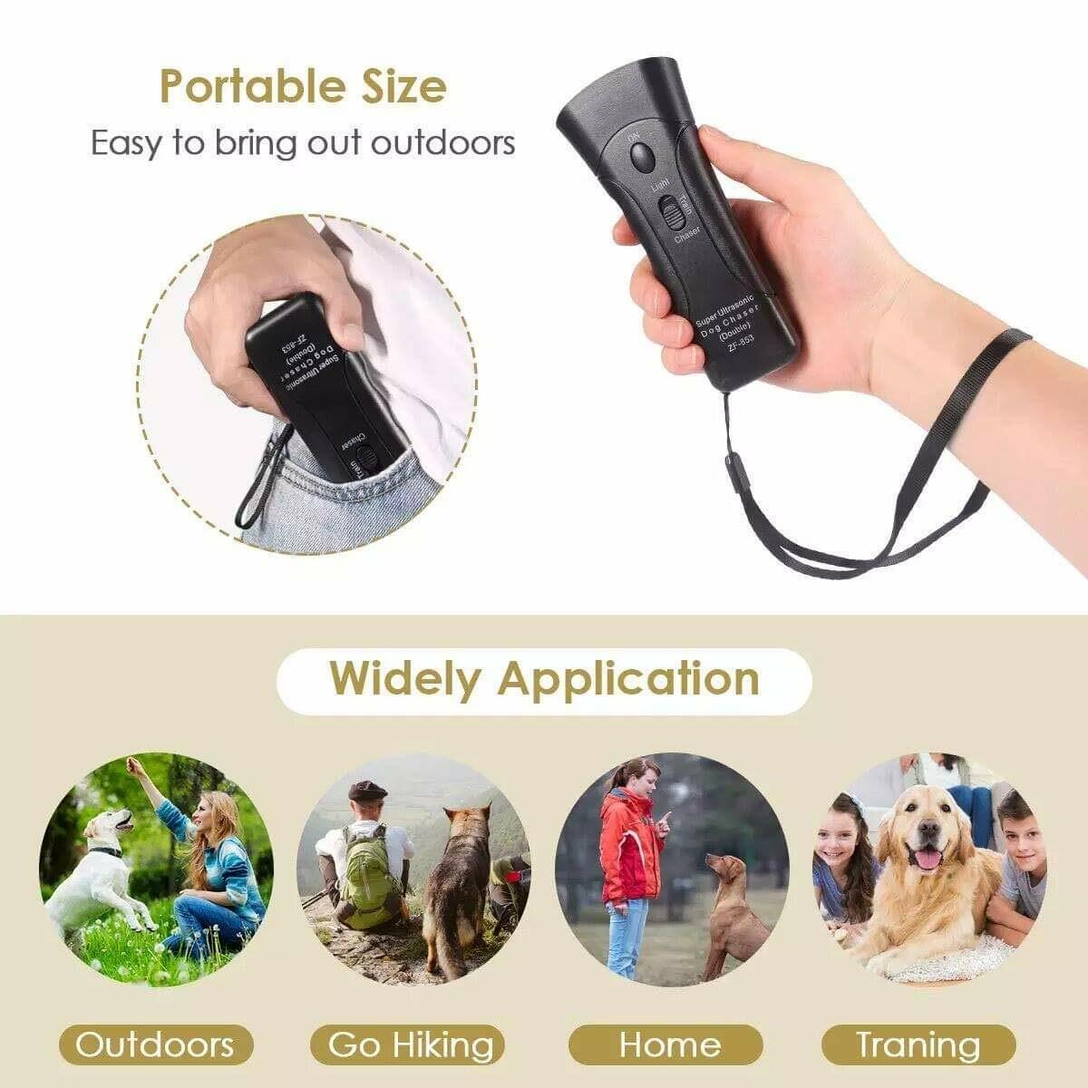 Ultrasonic Anti Dog Barking Device Pet Trainer LED Light Gentle Chaser Style USA