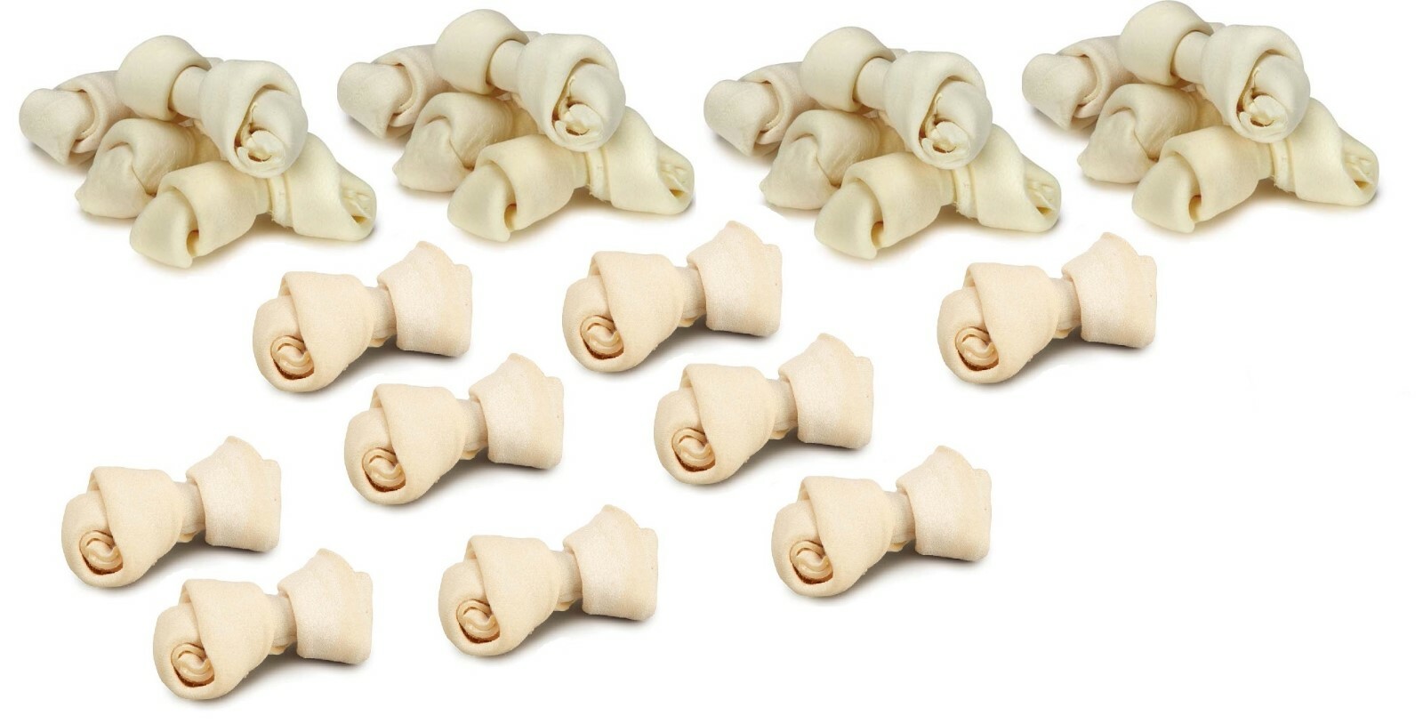 Natural Rawhide Dog Bones Dental Treats Long Lasting Knotted Beef Chews 8″ – 9″