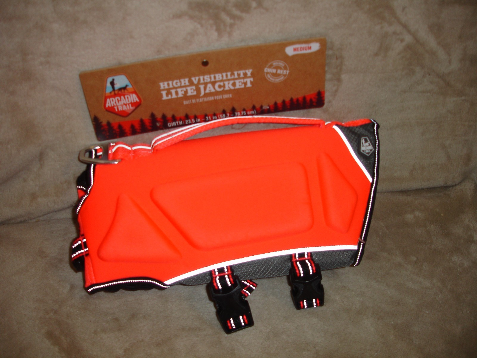 Arcadia Trail High Visibility Orange Dog Flotation Life Jacket Size MEDIUM NWT