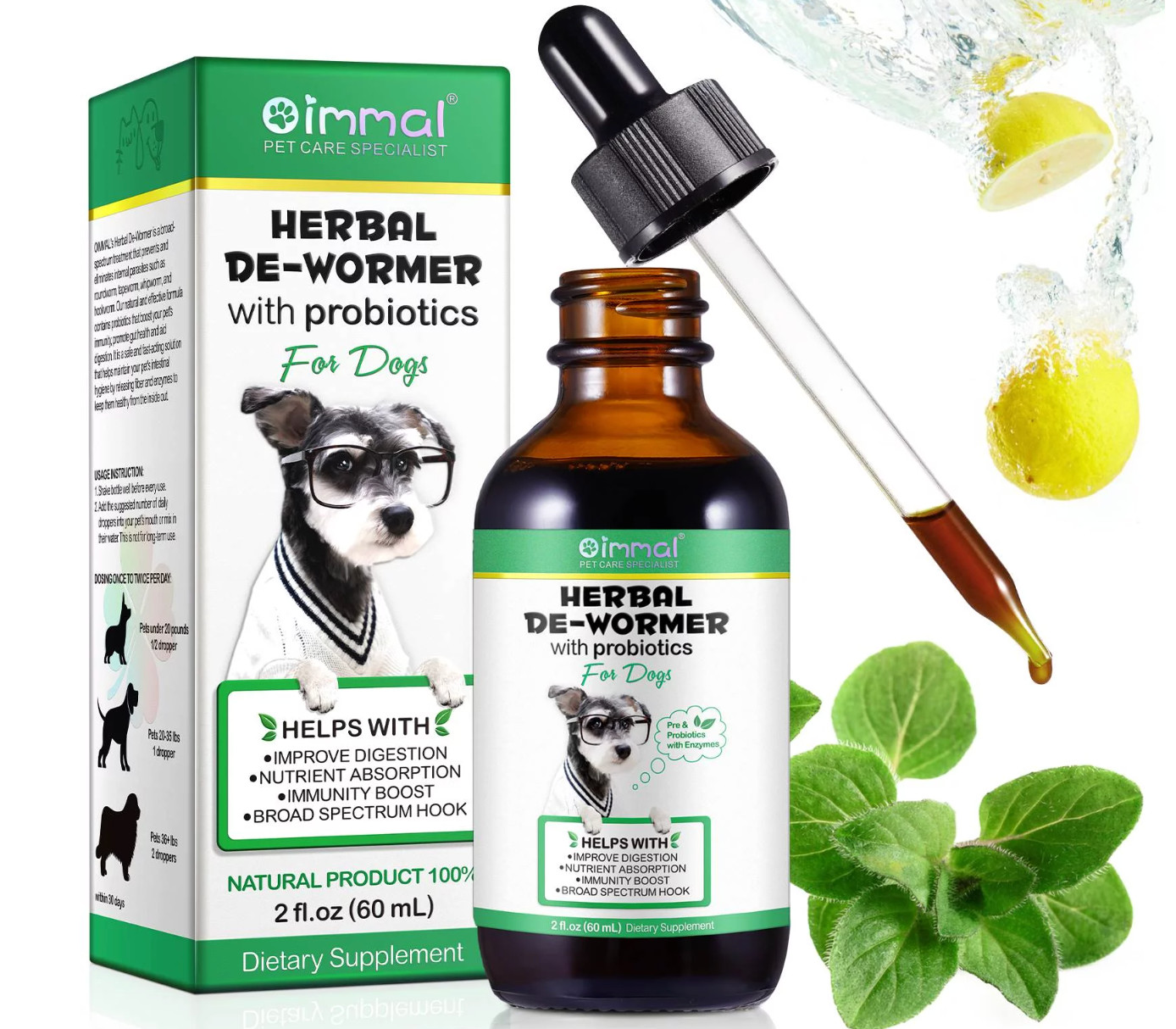 Dogs DeWormer Natural Worm Treatment with Probiotic Liquid Herbal Medicine