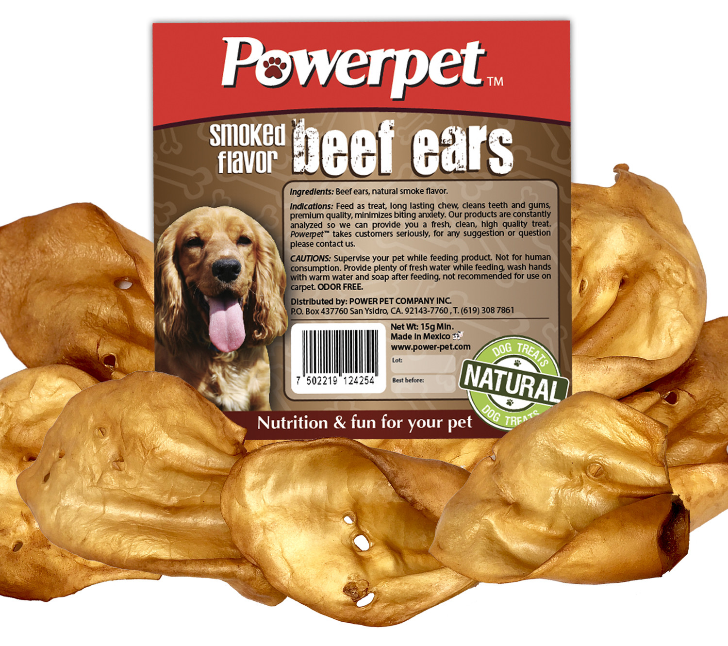All Natural Beef SMOKED Cow Ears DOG Treats 50 count -BRC Certified