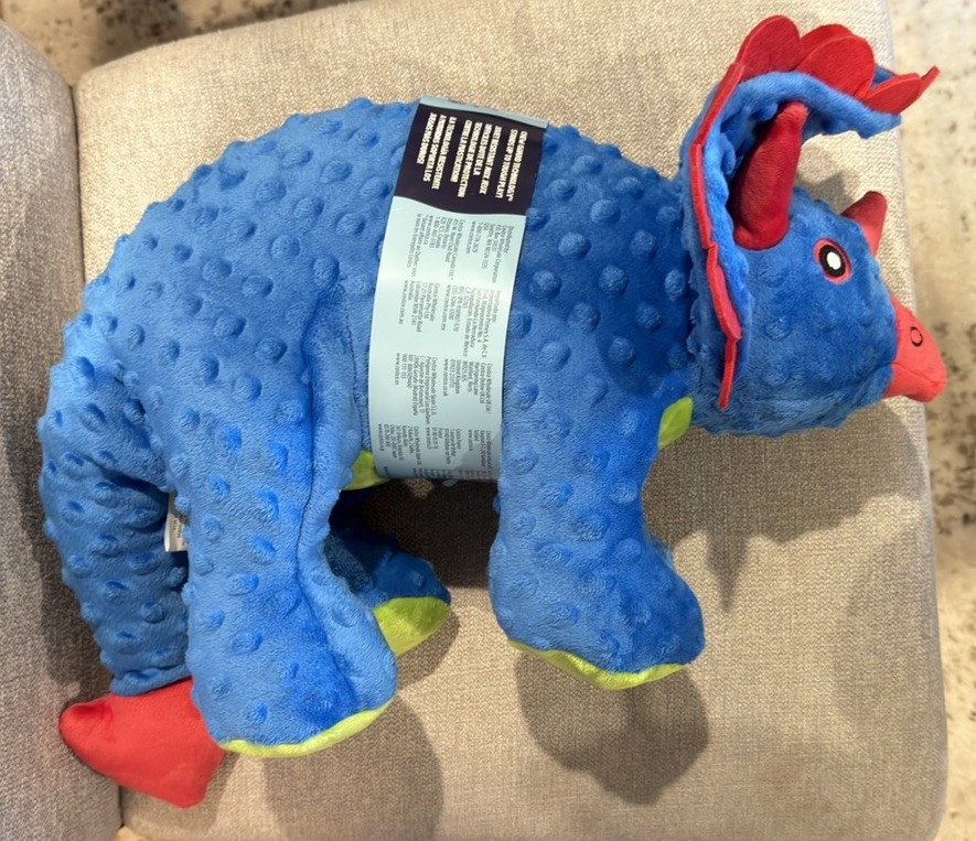 Go Dog Toy Triceratops Dinosaur with Chew Guard Technology blue dog toy New