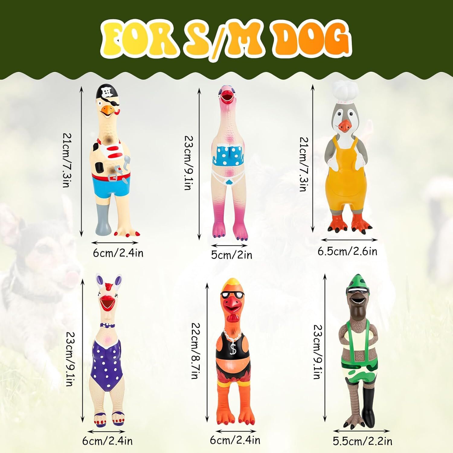 6 Pcs Dog Latex Squeaky Toys Chicken Interactive Toy as pictures shown
