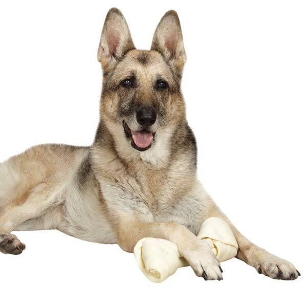 Natural Rawhide Dog Bones Dental Treats Long Lasting Knotted Beef Chews 8″ – 9″