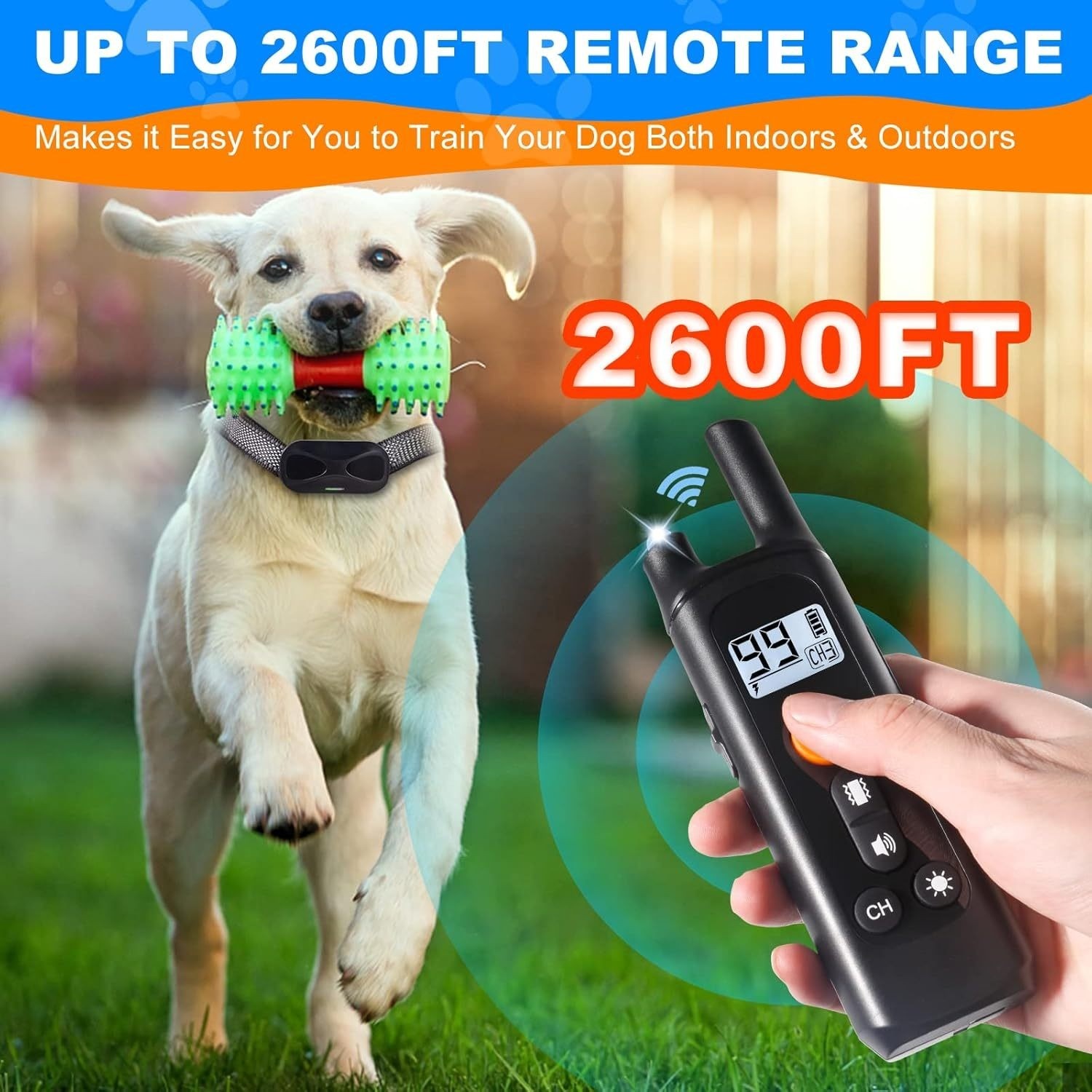 Dog Shock Collar & Remote 2600FT Dog Training Collar E-Collar Shock For 1 Dog