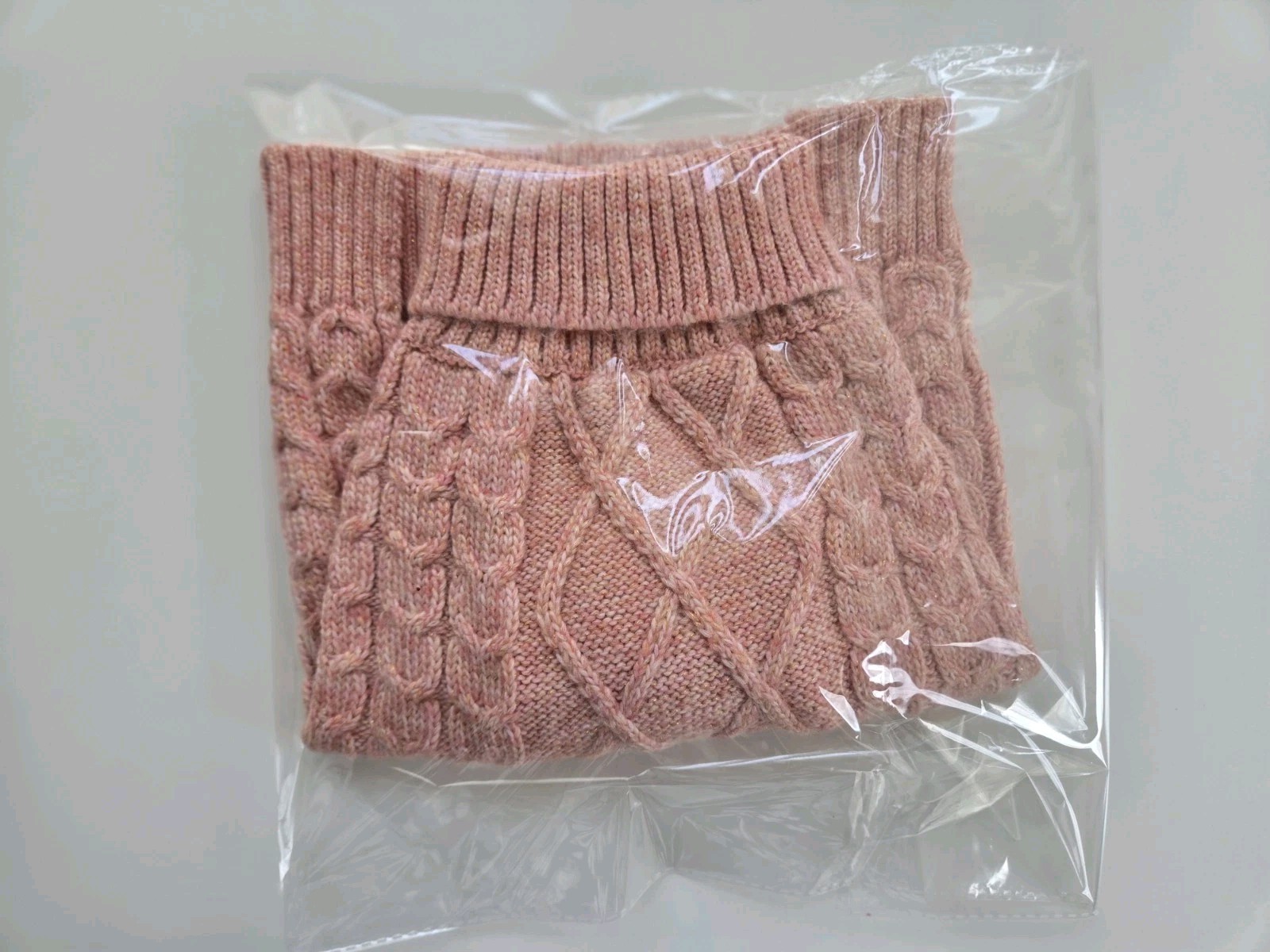 KYEESE Pink Dog Sweater Winter Dog Pullover Knit with Fine Gold Yarn Size L