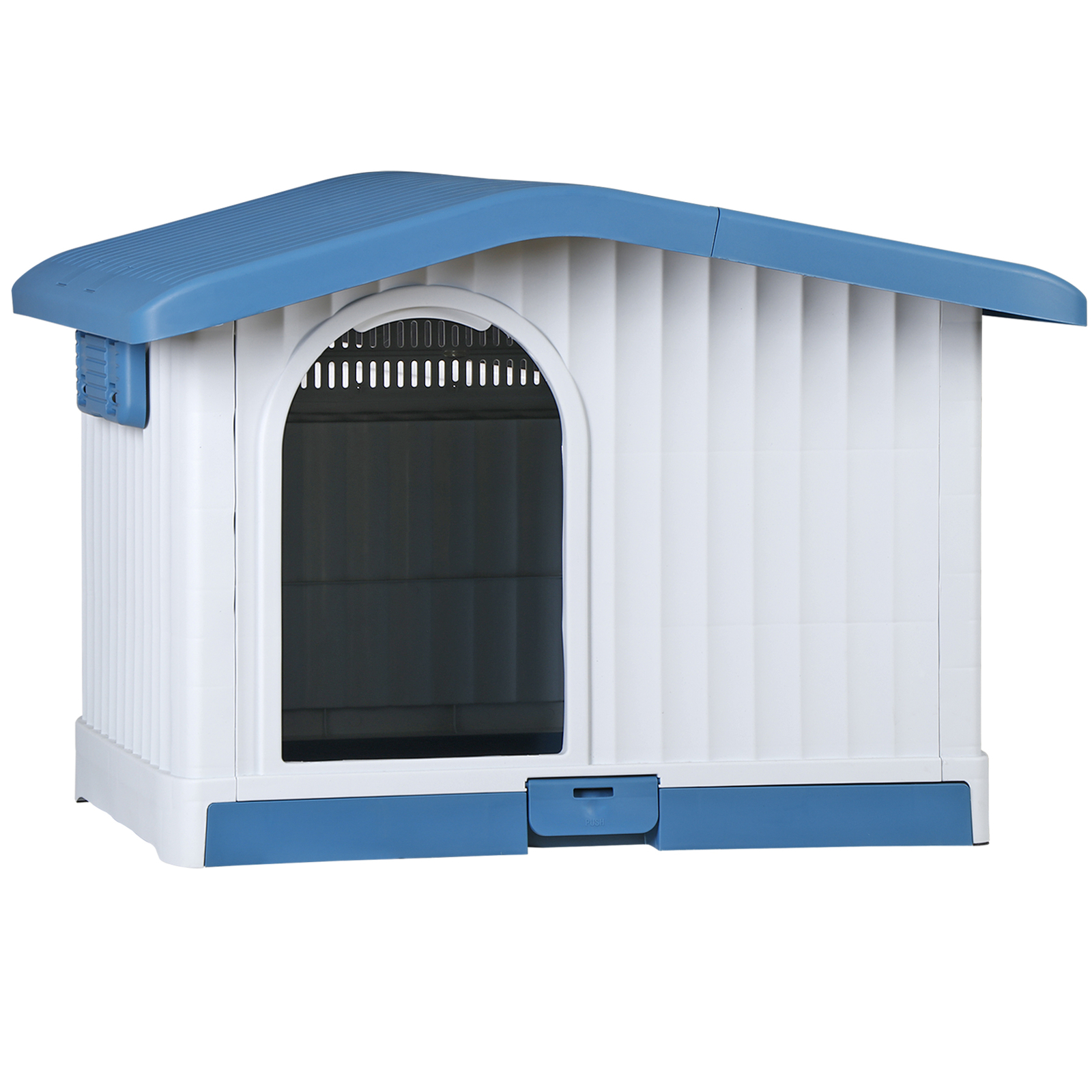 Large Plastic Dog House Indoor Outdoor Dog Kennel Waterproof Puppy Shelter Blue